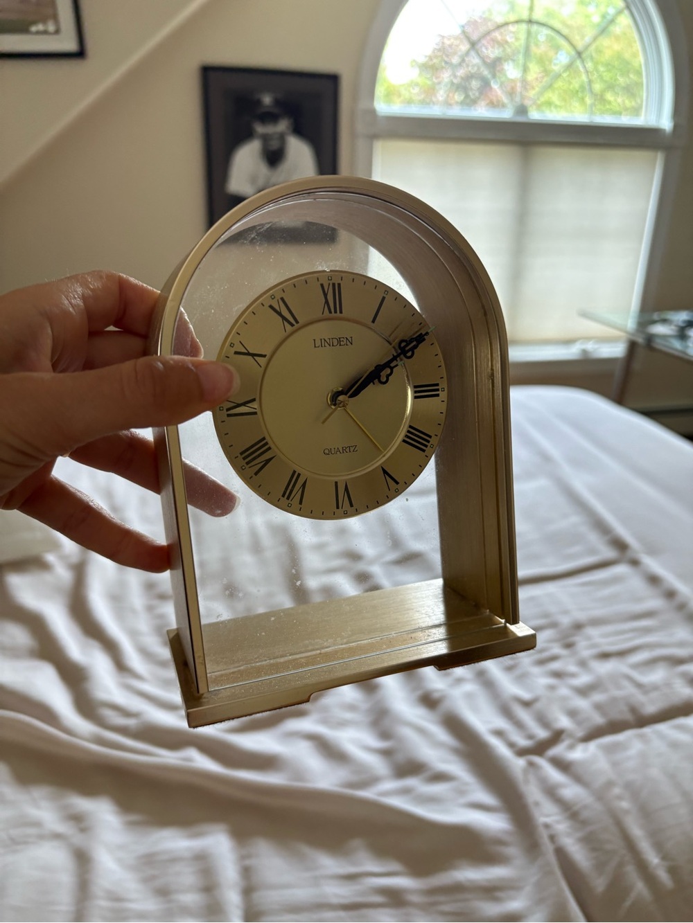 Linden Gold Arch Mantel Clock with Roman Dial